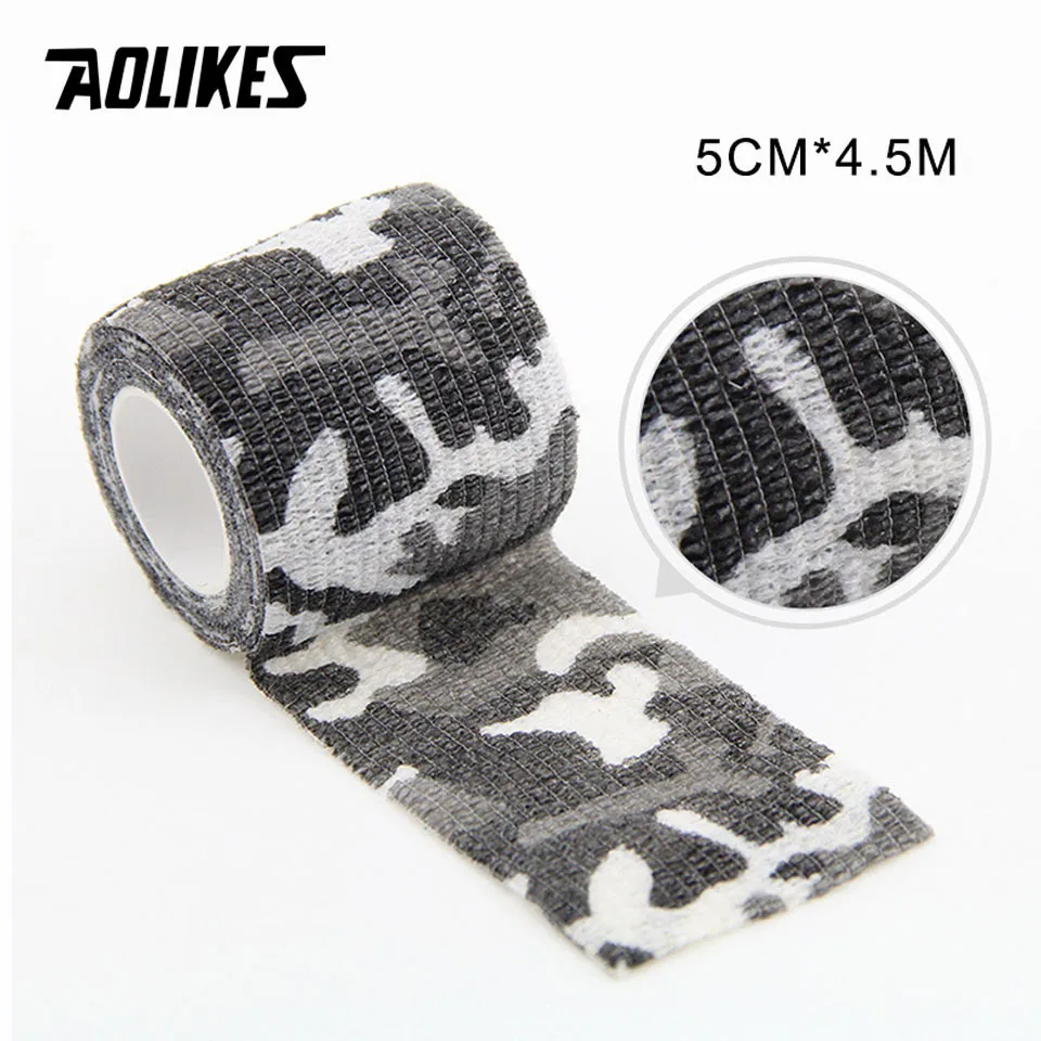 Camo C AOLIKES 5 см* 450 см самоклеющиеся эластичные бинты из нетканого материала кинезиологическая лента Защитное снаряжение колено локоть поддержка травмирования колодки - Цвет: Camo C