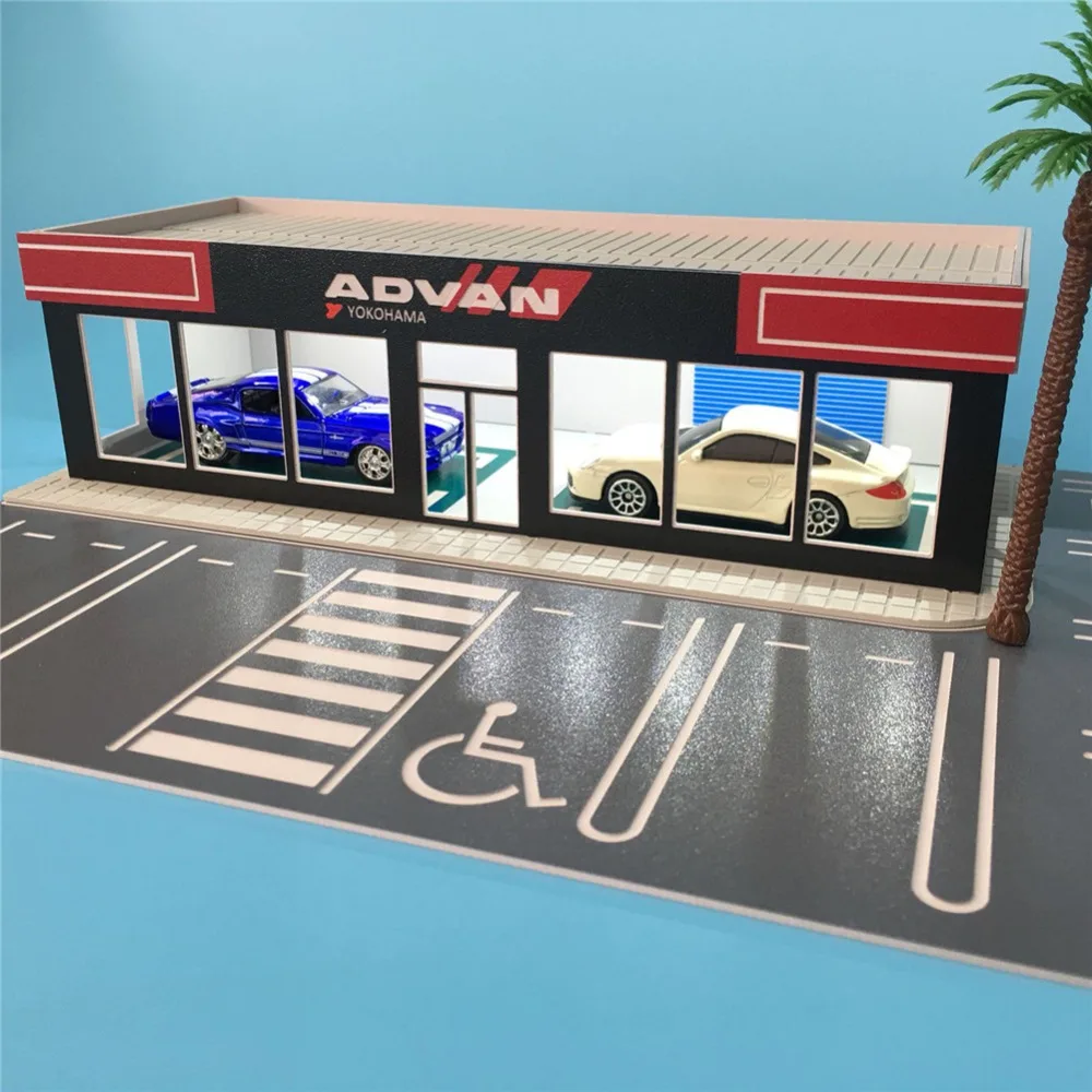 1: 64 шкальная Автостоянка ADVAN выставочный зал с дорожным тротуаром небольшие