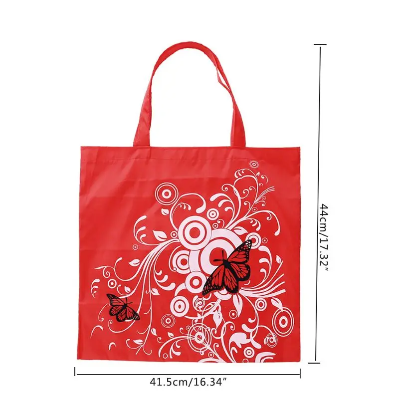 

Ladies Fashion Soft Butterfly Floral Large Capacity Design Reusable Folding Shopping Handbag Schoolbag