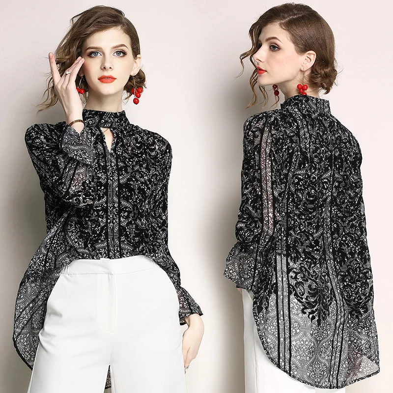 Женская одежда размера плюс Blusas Mujer De Moda 2018 Женские топы и блузки с цветочным