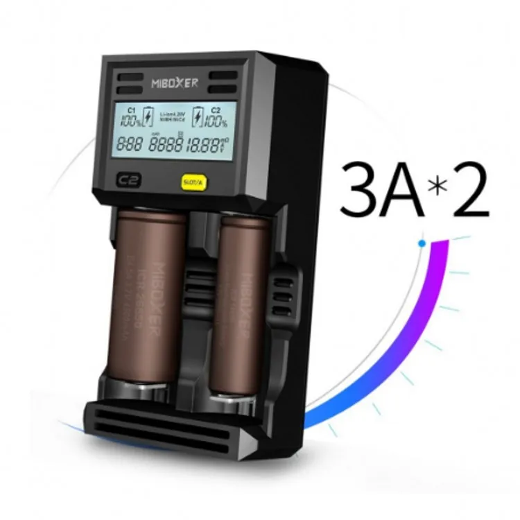 Miboxer C2 6000 2 слота 3A/слот ЖК дисплей Экран Smart Батарея Зарядное устройство w для Li