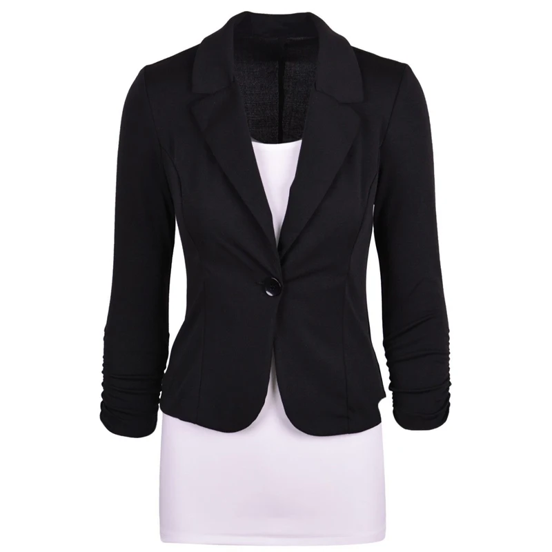 Spring Women Slim Fit Blazer Jackets Office Work Solid Color Suit Female Long Sleeve Coats Ladies Suits | Женская одежда
