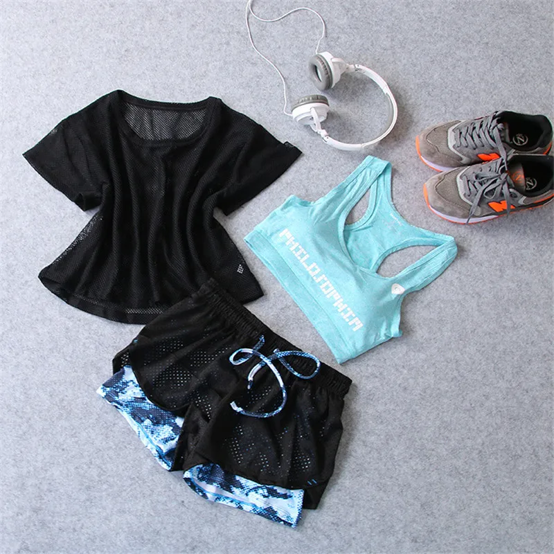 1 комплект/3 шт. спортивная одежда для бега Женский костюм йоги фитнеса женская