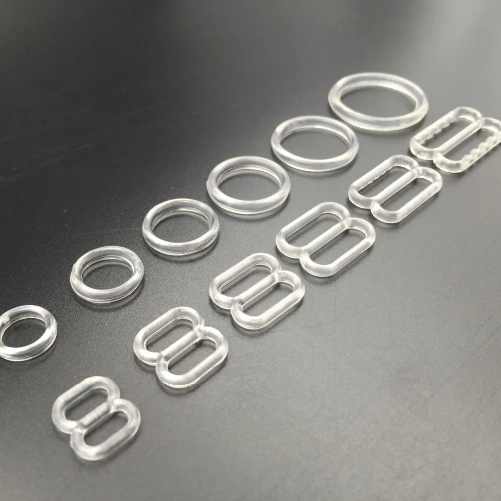 Пластиковые прозрачные кольца и слайдеры различных размеров 1000 шт. (500