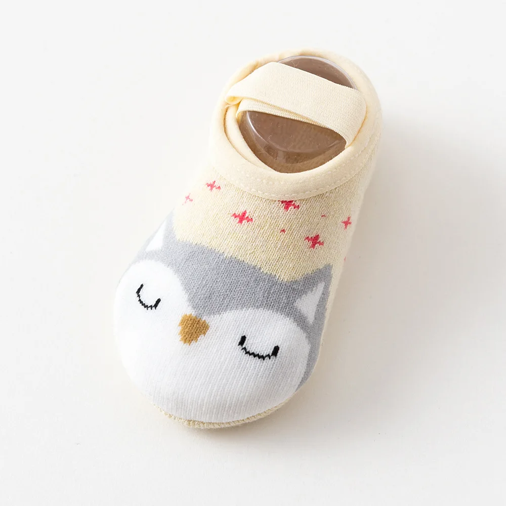 Owl Носки для малышей 0-4 лет, хлопковые нескользящие носки из махровой ткани с мультипликационным принтом для новорожденных, 6 стилей, Осень-зима, популярные носки для малышей - Цвет: Owl