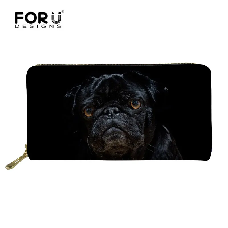 FORUDESIGNS/женские кожаные кошельки с Мопсом, большой объем, на молнии, для путешествий, Длинный кошелек, сумки для женщин, сумка для денег, клатч, сумка для мобильного телефона - Цвет: Z3166Z21
