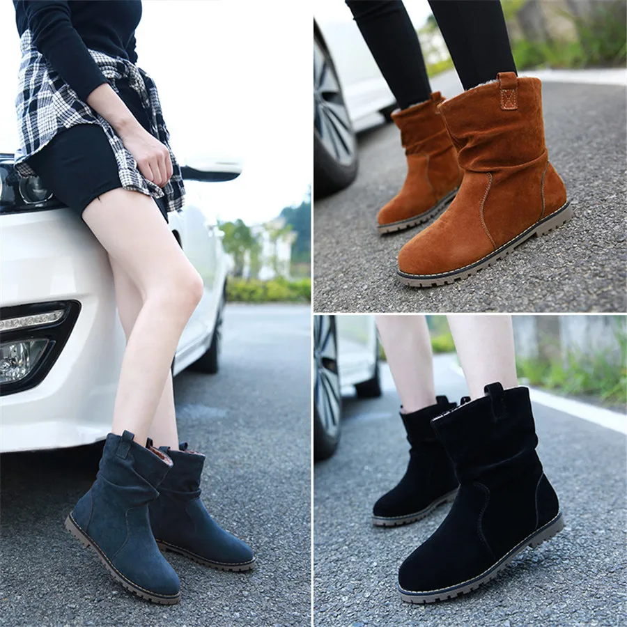 Осень-зима ; новые женские полусапожки; Botas Mujer; плиссированные ботинки с круглым носком; Ботинки martin на плоской подошве; женская обувь; большие размеры