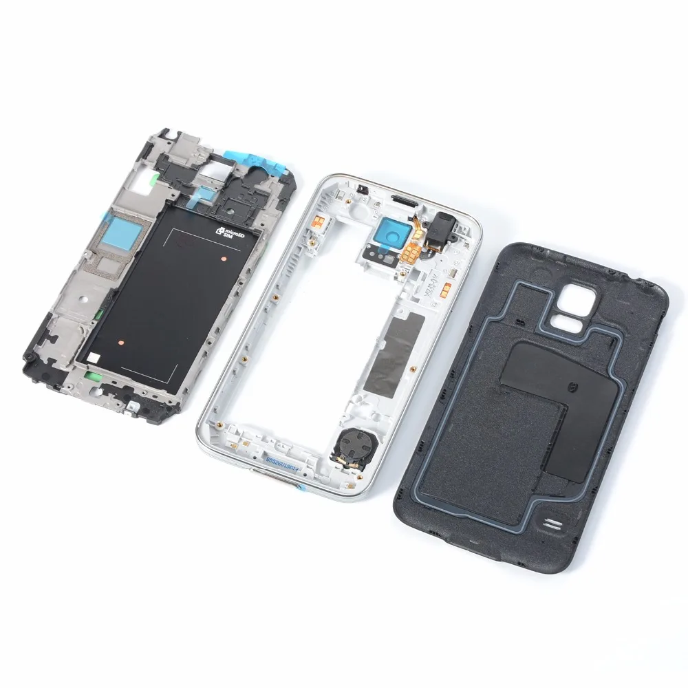 Для Samsung Galaxy S5 i9600 G900F G900H G900P G900T G900M Корпус Передняя рамка + средняя крышка