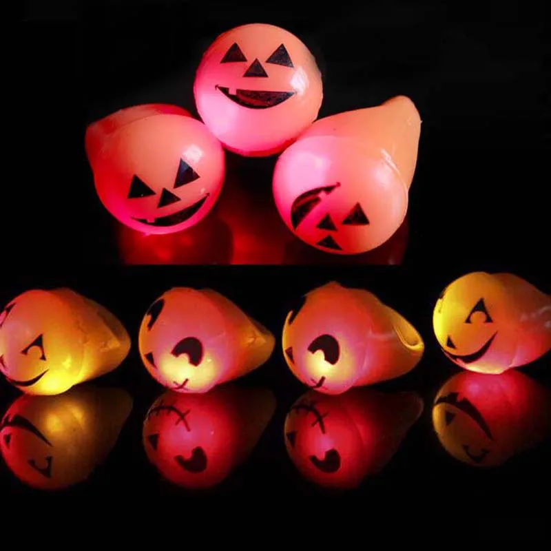 

40PC Pumpkin Glow Party Woman Girl Boy Man Led Flashing Light Rings Blinking Jelly Finger home decor birthday