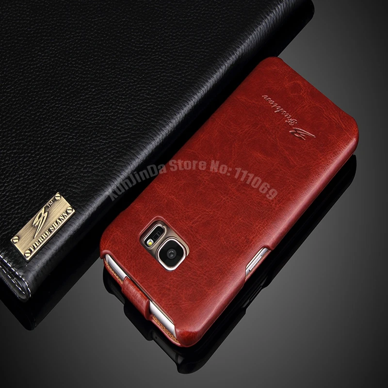Funda de piel aut&eacute;ntica con tapa Vertical para Samsung Galaxy S5, S6, S6 Edge, S7, ranura para tarjeta, 50 unidades-4