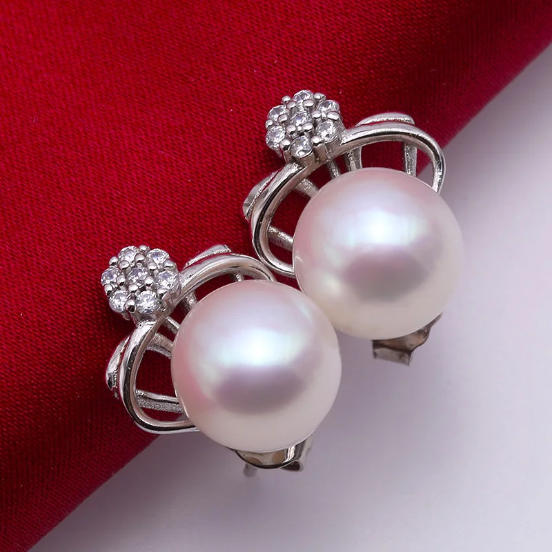 JYX Exquisite 9.5mm White Freshwater Pearl Stud Earrings in Sterling Silver | Украшения и аксессуары