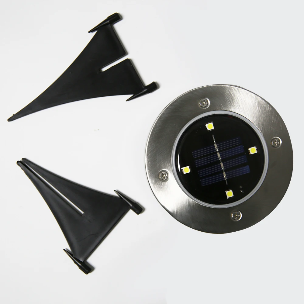 Светодио дный 4 светодиодные Солнечные наружные наземные садовые лампы газон