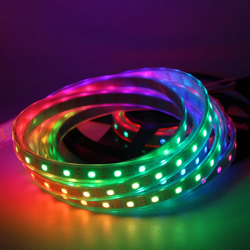 Светодиодная ленсветильник WS2811 WS2812B ws2812 IC DC 5 в 12 В 5050 SMD rgb черная программируемая