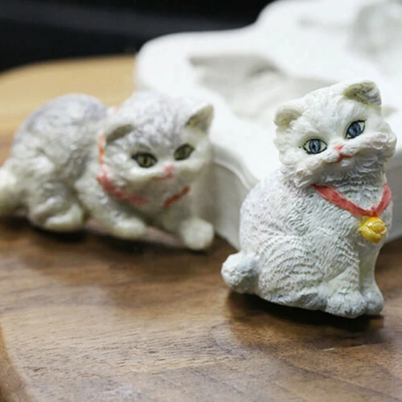 3D котята силиконовые формы для помадки на торт прекрасный кот шоколад Сахар Ремесло Плесень Для Кекса украшения животных выпечки Инструменты Кухня