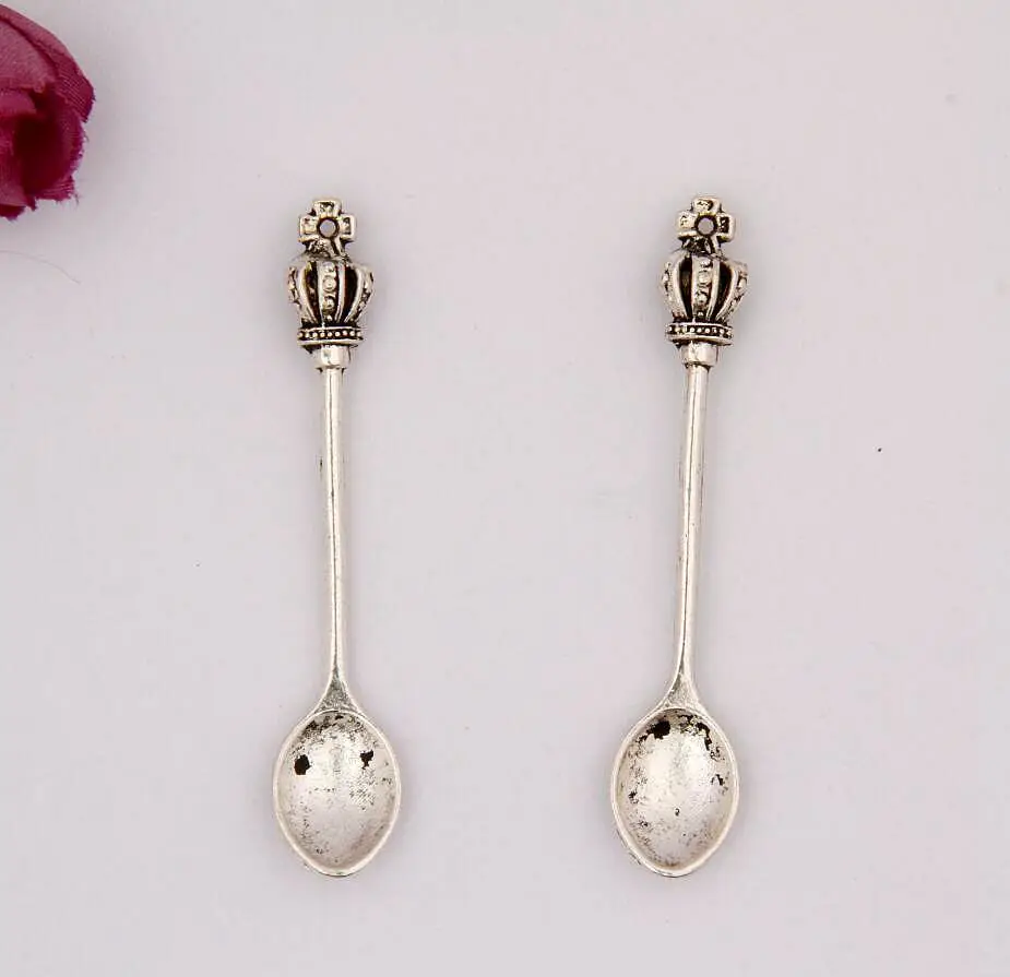 Горячая 20 шт антикварная серебряная ложка из цинкового металлического сплава