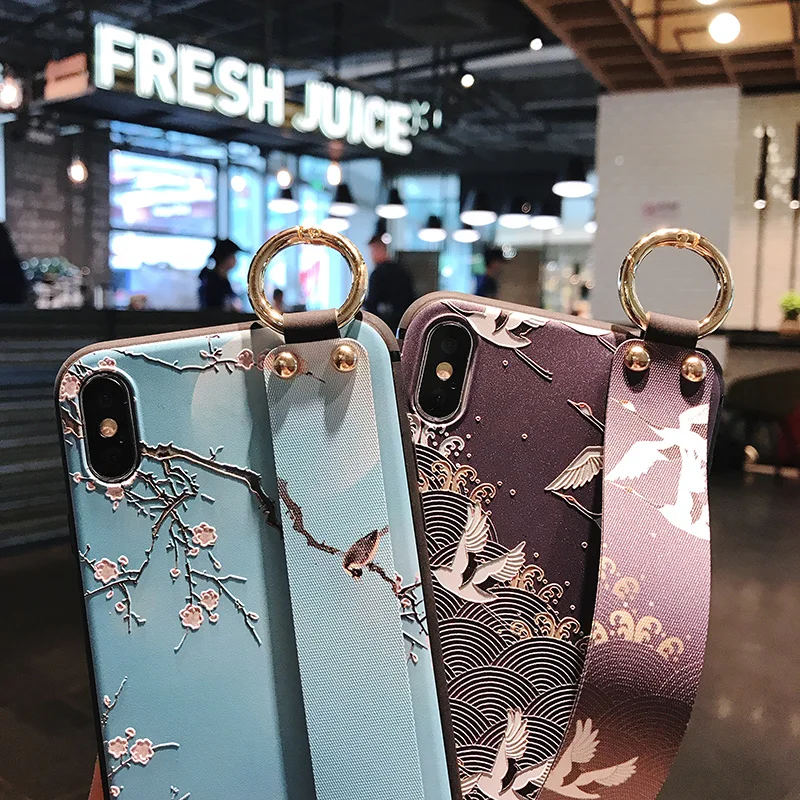 Coque держатель телефона чехол для iphone 8 7 6s 6 Plus силиконовый браслет кран крышка Капа