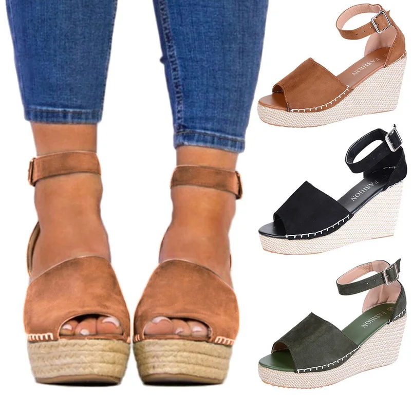 Женские сандалии на платформе Laamei летние туфли сабо танкетке Espadrilles