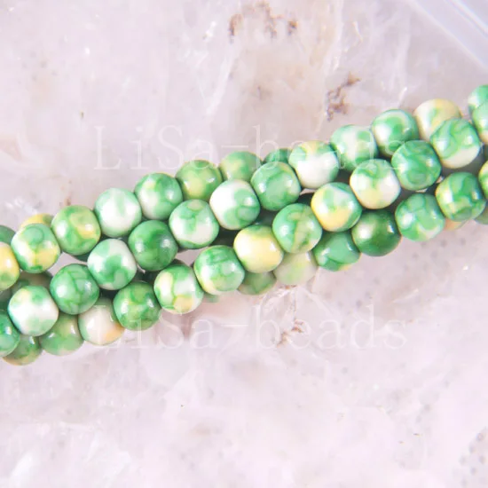 Бесплатная доставка Модные украшения 4 мм Зеленая морская яшма круглые свободные