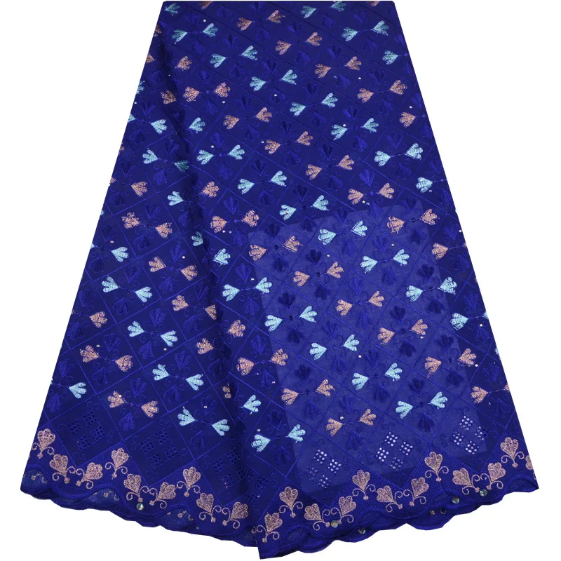 

High Quality Swiss Voile Lace 2018 Soft African Lace Fabric 5Yards African Swiss Cotton Voile Lace Blue Fabric For Wedding 1318