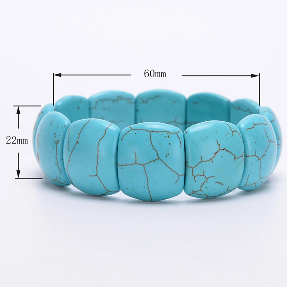 Белый красный синий эластичный браслет Howlite широкие браслеты с запястьем в форме