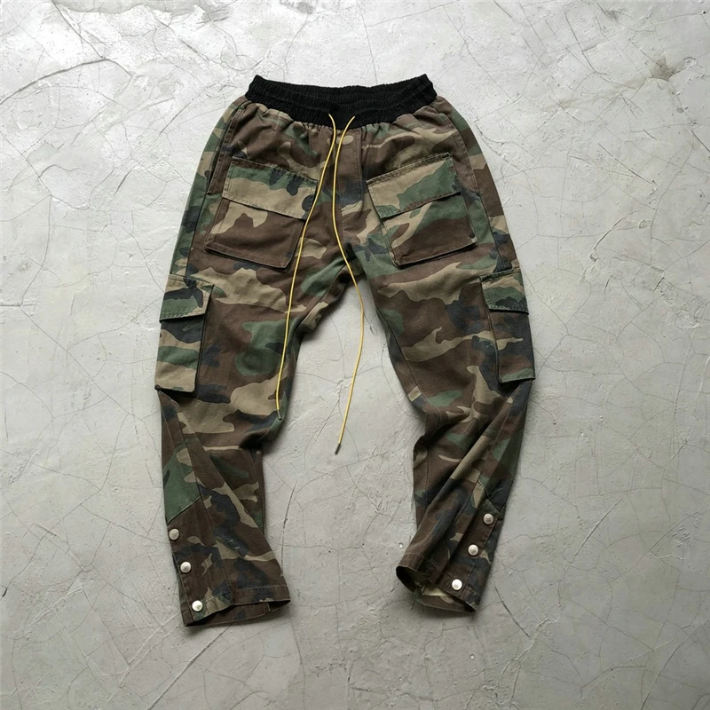 Винтажные камуфляжные хлопковые брюки-карго брюки-джоггеры длиной до щиколотки