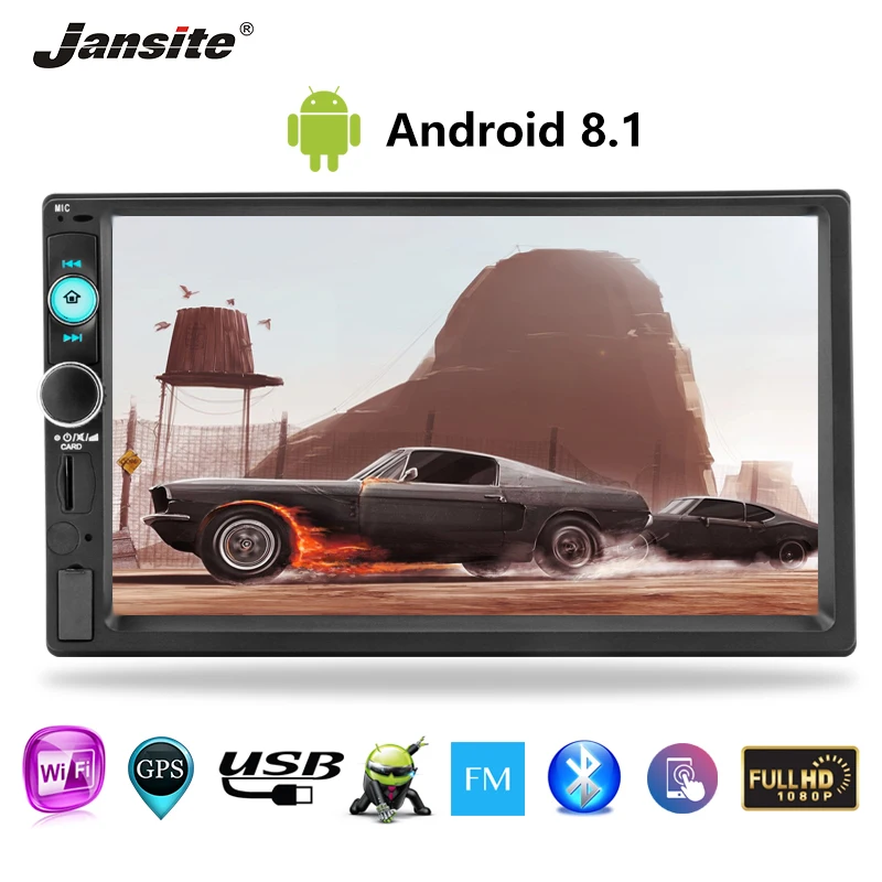 Jansite 7 &quotAndroid8.1 Автомагнитола с сенсорным экраном MP5 плеер gps навигация Bluetooth wifi
