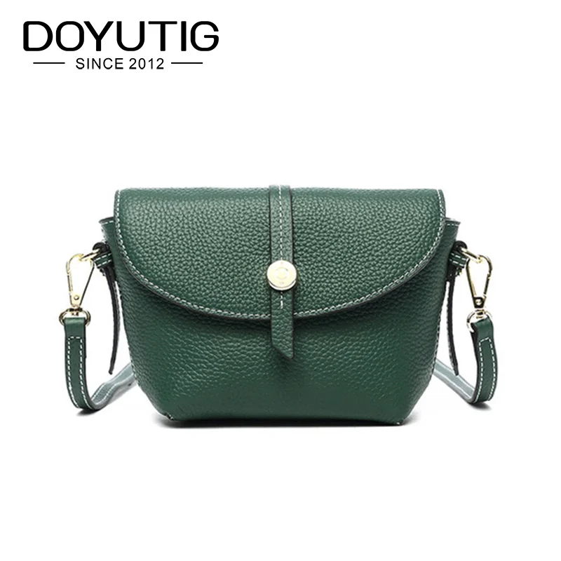 

DOYUTIG Women's Genuine Leather Mini Square Flap Lady Fashion Lady Crossbody Bag Real Cow Leather Classical Shoulder Bags F653