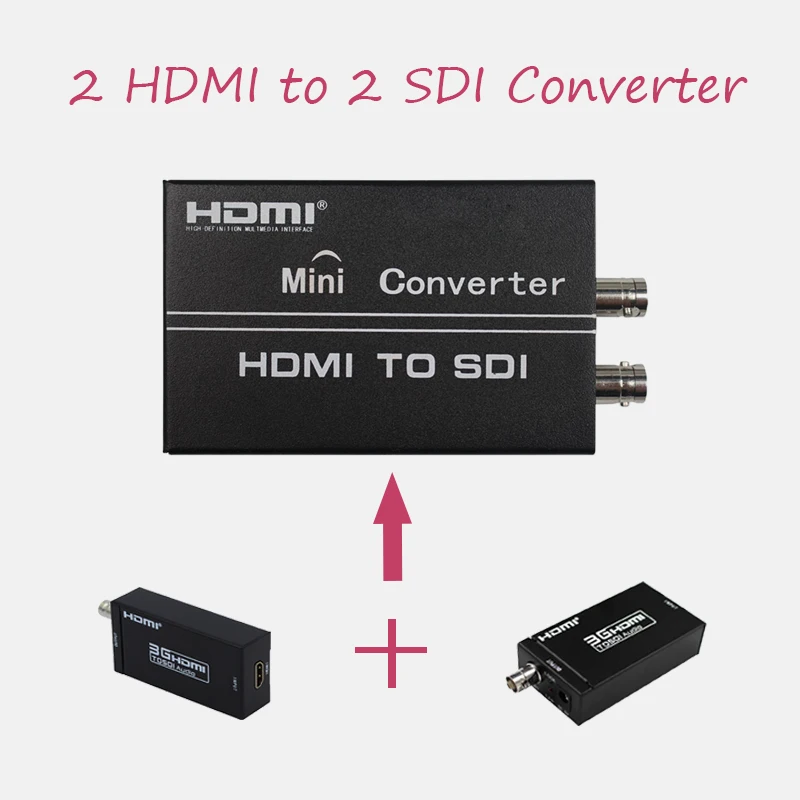 

Double HDMI to 2 SDI Converter Adapter Full HD 1080P Audio Converter Support SDI/HD-SDI/3G-SDI Signals for Camera Home Theater
