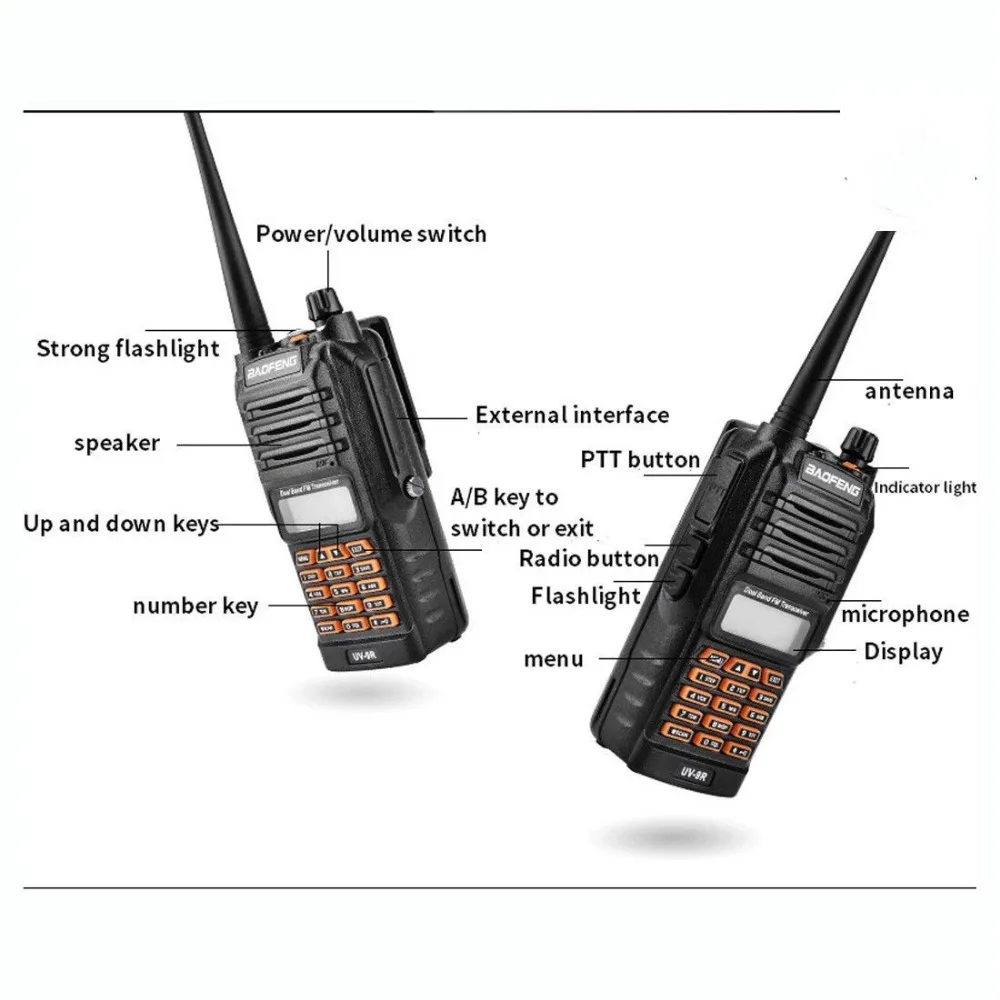 IP67 Водонепроницаемый UHF VHF Dual Band двухстороннее радио BF UV9R ручной 10 км Walkie Talkie Baofeng UV