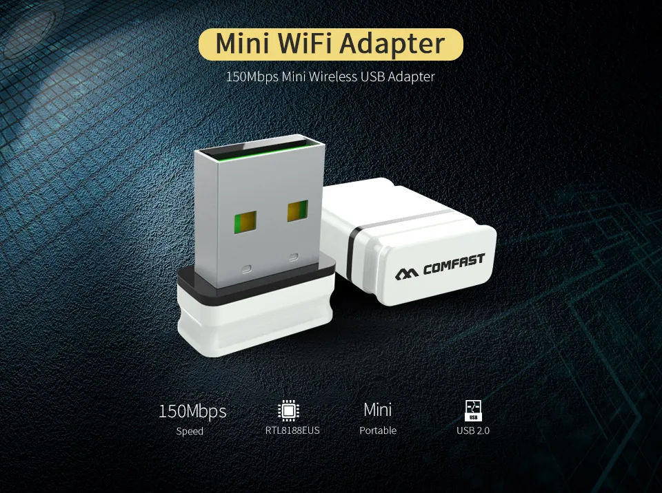 Comfast Мини Wi fi адаптер USB 2 4 г 150 Мбит/с windows 10 802.11b/g/n приемник сетевая карта