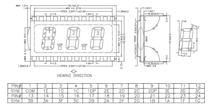 EDS812 3 Бит ЖК-дисплей Дисплей модуль цифры часы 30,7*16,2*2,8 мм 8 символов 5V ЖК-дисплей Экран Стекло