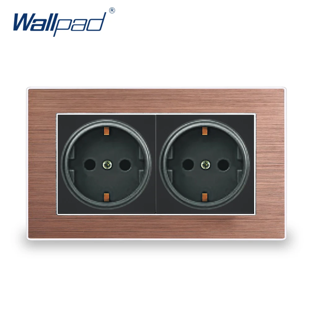 Европейская 2 контактная немецкая розетка Wallpad Роскошная сатиновая