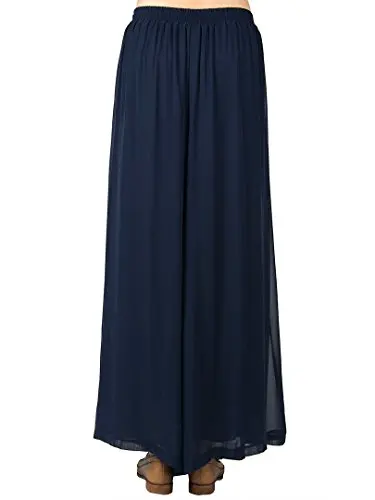 Женские шифоновые плиссированные простые брюки палаццо с эластичной резинкой на