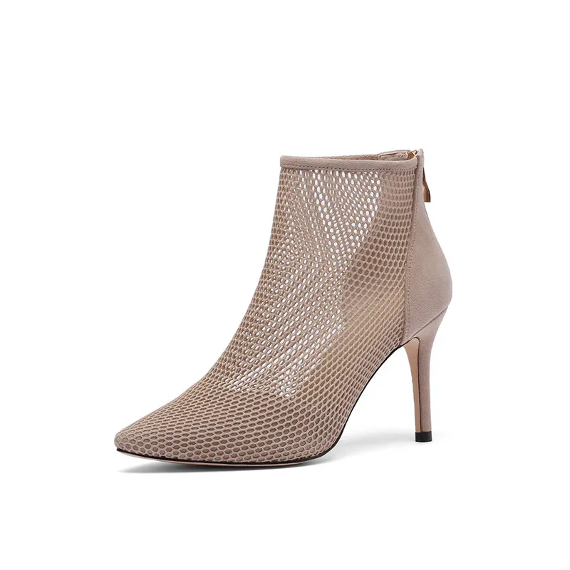 Женские замшевые ботильоны с острым носком на высоком каблуке | Обувь