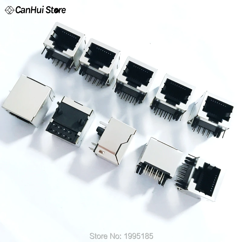 10 шт. в партии RJ45 Металл 8 Pin женский PCB правый угол гнездо платы разъем 8P8C Кристалл Головка Разъем 18 мм Сетевой интерфейс