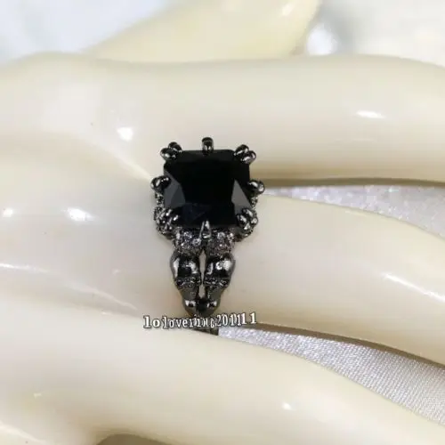 Женское кольцо с имитацией камней 10 карат 8 мм|black gold|band ringskull ring |