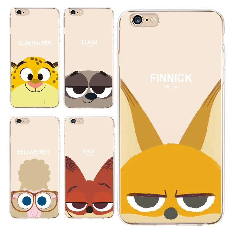 Judy Soft Clear TPU Phone Case For iPhone 4/4s 5 5s 6 6plus 7 8plus x Silicone Tiger Printed Fox Cover Free Shipping | Мобильные