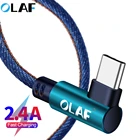 Кабель для быстрой зарядки OLAF, USB Type-C, Micro-USB, 1 м, 2 м, 90 градусов, для Samsung S9, S10 Plus, iphone X, Xs Max