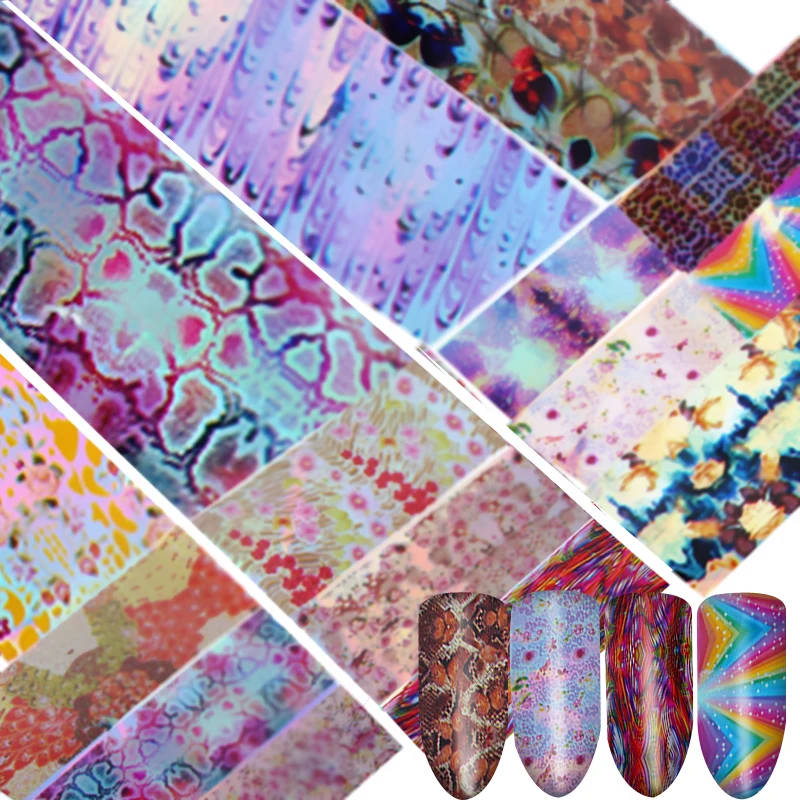 8 шт/9 шт/10 шт Shimmer Holo 4*20 см Звездная Фольга для ногтей красочные наклейки для ногтей Звездные блестки переводные наклейки для маникюра украшения для ногтей