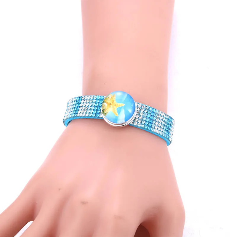 Charm crystal Rhinestone Snap Button Jewelry Leather 18mm Bracelet Punk Armband Snaps 2392 | Украшения и аксессуары