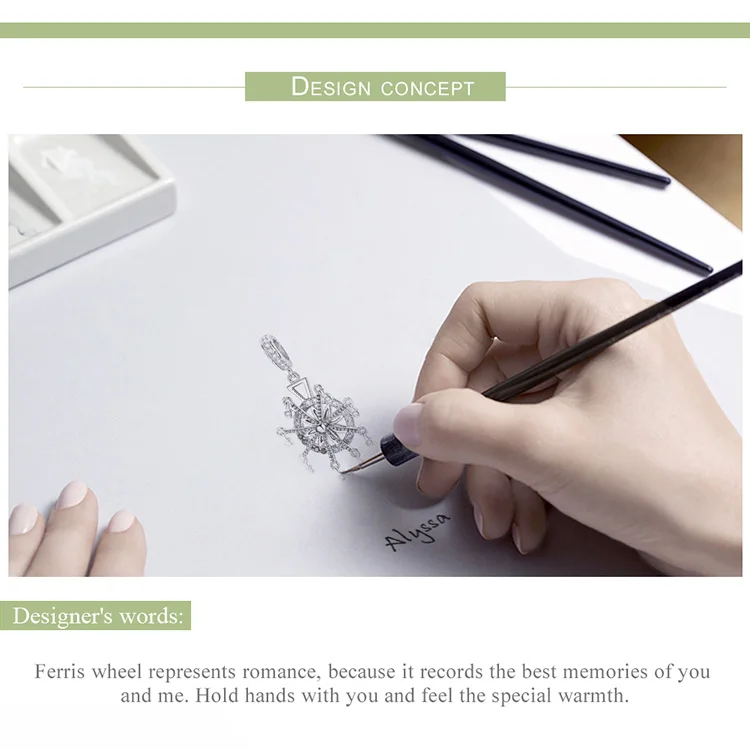 BAMOER 925 пробы серебро колесо обозрения парк развлечений прозрачный CZ бусины подходят для женщин браслеты с подвесками ожерелья DIY Ювелирные изделия SCC1028