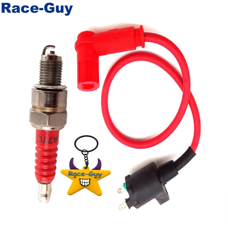 A7TC Свеча зажигания + красная Катушка для 50cc 70cc 90cc 110cc 125cc 140cc 150cc 160cc питьевой мотор