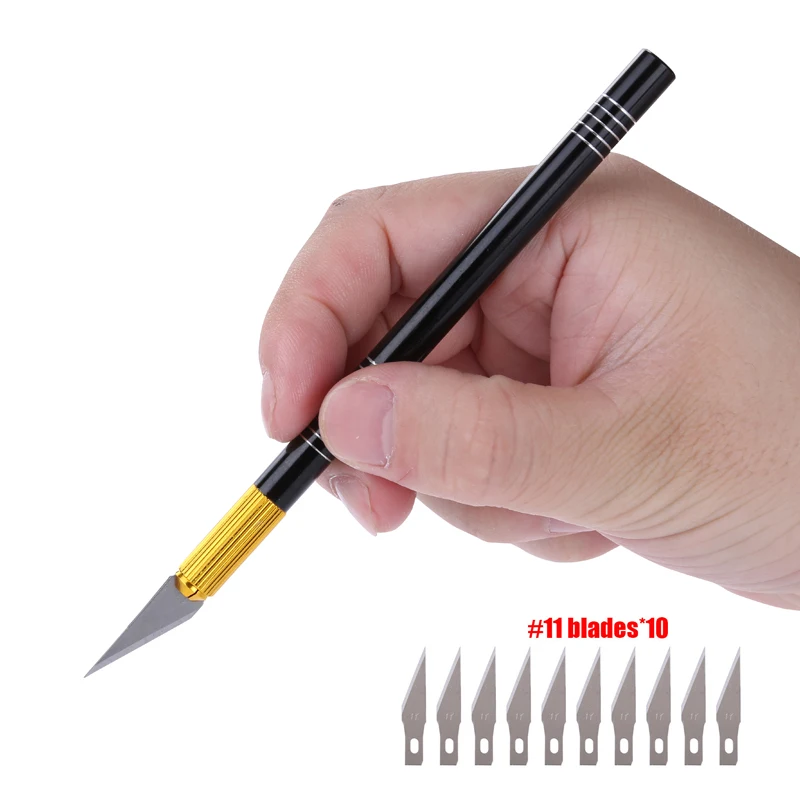 

12pcs/lot Precision Hobby Knife Stainless Steel Cutter Pen Blades Engraving Knives for Arts Crafts PCB Repair Hand Tools