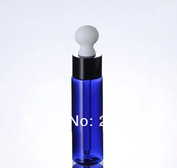 

30ml blue plastic PET bottle with 4 color collar white big bulb dropper bottle ,serum bottle, essential oil bottle