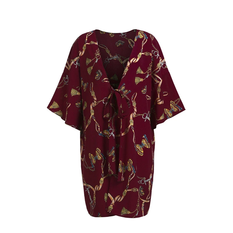 As picture shows Женская кимоно кардиган Boho пляж бикини Cover Up платье летний модный топ Длинная блузка Винтаж принт дамы повседневная одежда - Цвет: As picture shows