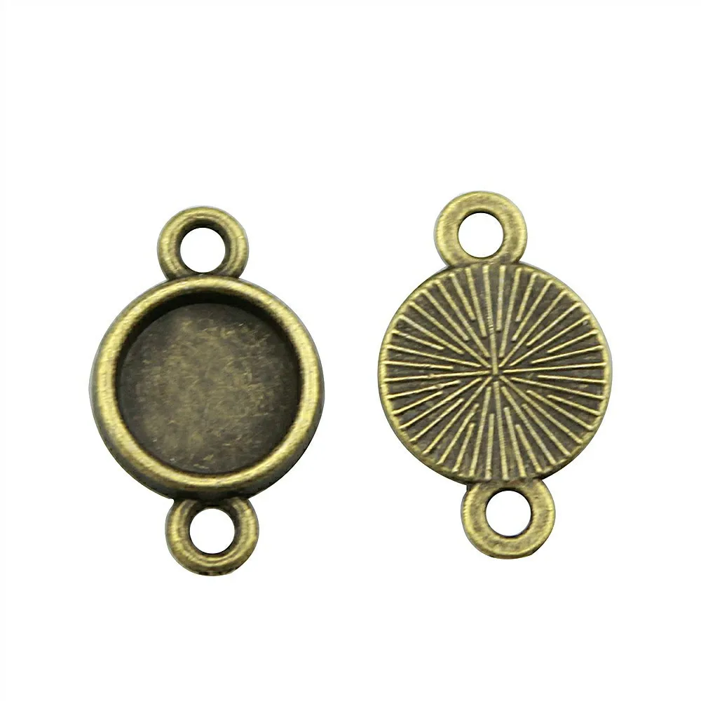 50pcs Fit 8mm Round Glass Cabochon Base Setting Pendant Tray Antique Bronze Plated Vintage Jewelry Findings For Making | Украшения и