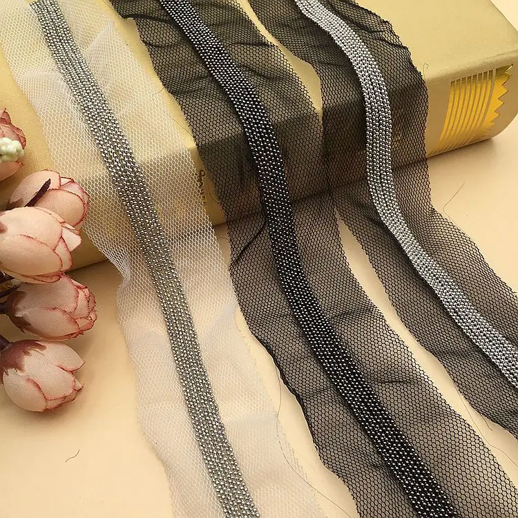 3 размера серебряная медная цепочка из бисера кружево кисточка лента черная