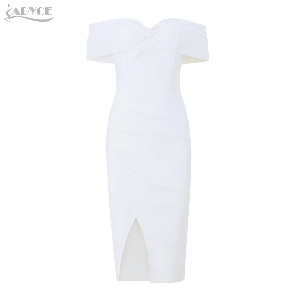 Adyce 2020 новый летний Для женщин Бандажное платье Vestido белый Slash шеи знаменитости