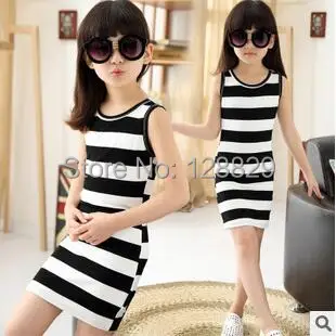 

Vest Dresses For Girls Summer Girls Clothes Fashion Children Clothing Cotton Striped Kids Dress Casual Child Princess Sundress