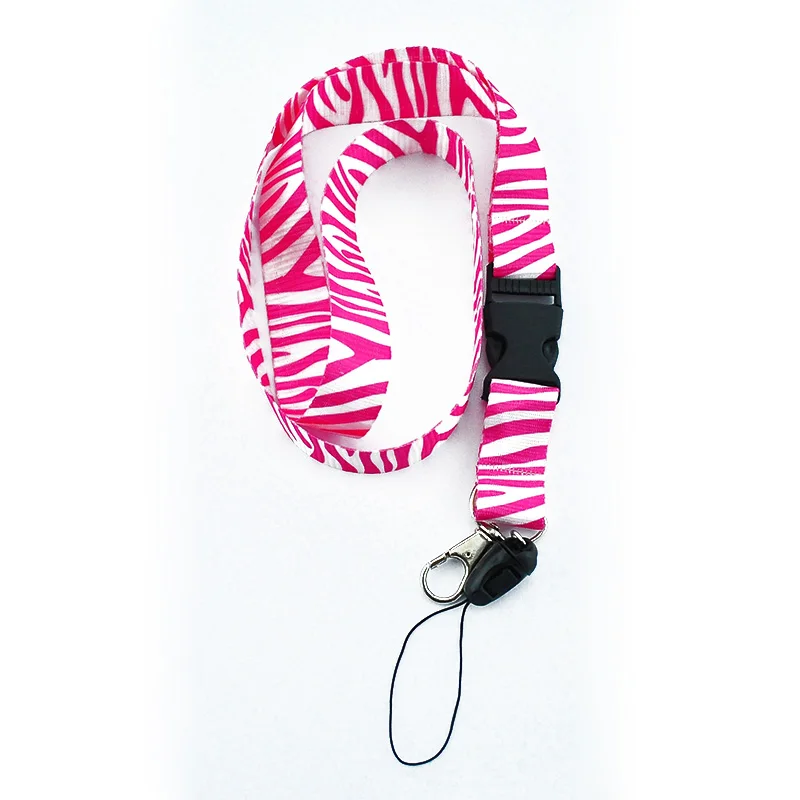 Hot Design Pink Zebra Lanyard Key Chain Necklace Polyester Mobile ID Holder Neck Straps 12pcs/lot-Free Shipping | Украшения и